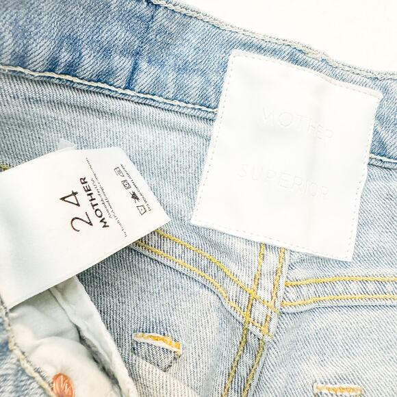 Mother Superior The Insider Crop Step Fray Thanks, Again Racer Denim Jean Sz 24 - Picture 6 of 10